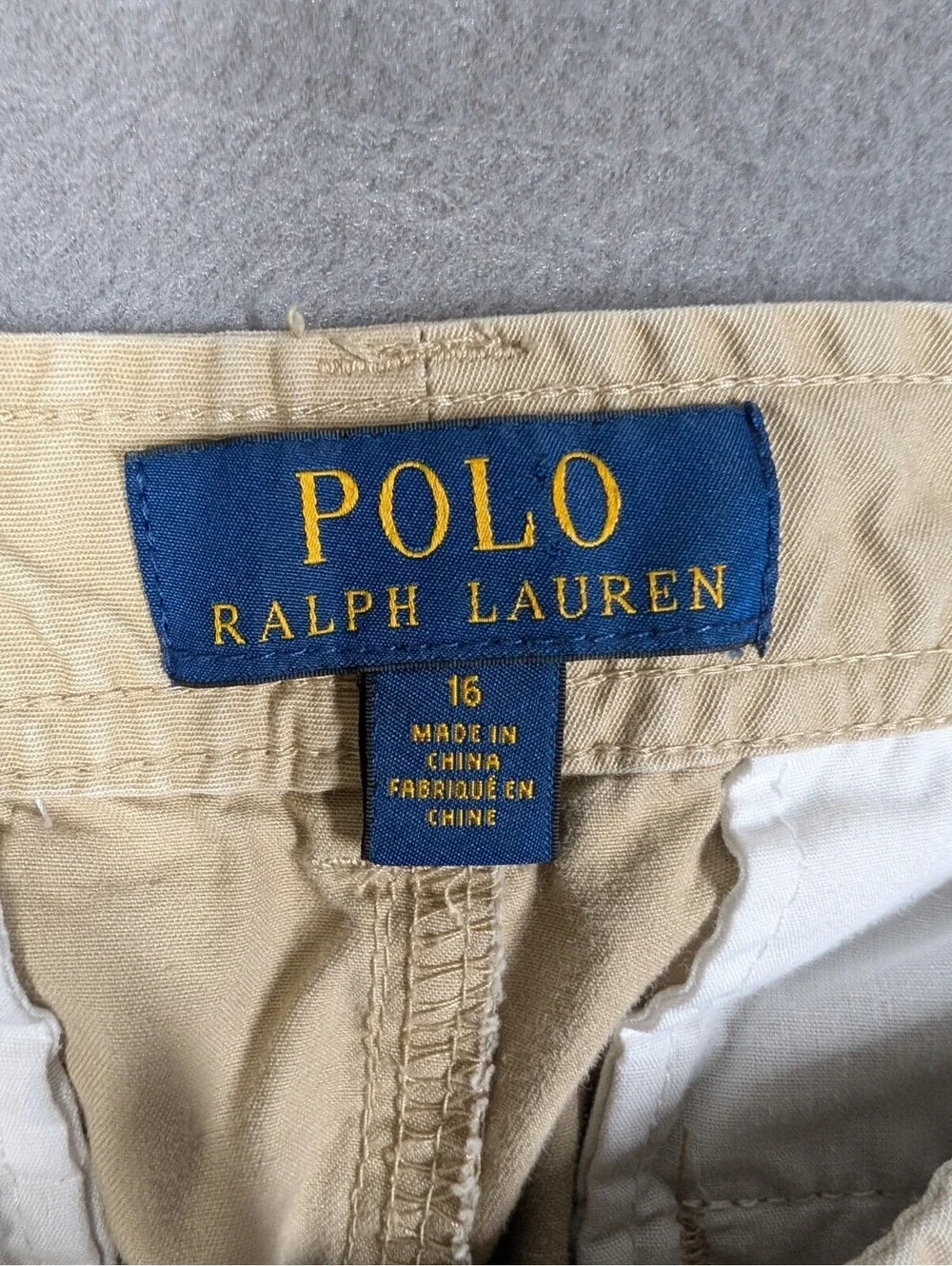 Polo Ralph Lauren Boys 16 Khaki Tan Cotton Cargo Shorts Classic Utility 6 Pocket